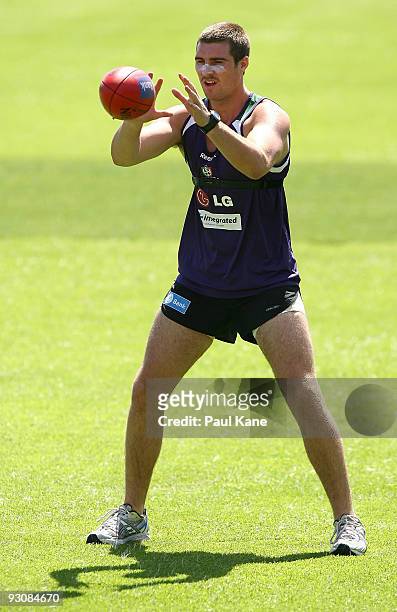 Ben Bucovaz of the Dockers in action during a Fremantle Dockers AFL training session at Fremantle Oval on November 16, 2009 in Perth, Australia.