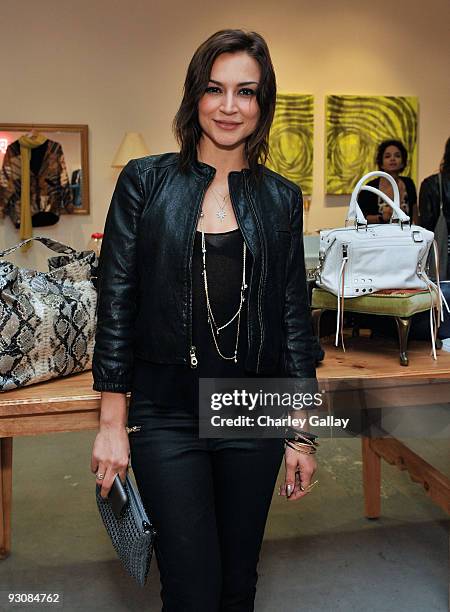 Actress Samaire Armstrong attends the preview of Rebecca Minkoff's Spring 2010 Handbag and Ready-to-Wear line at Satine on November 13, 2009 in Los...