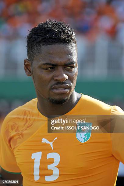 Ivory Coast's National footbal team player Ndri Romaric poses on November 14, 2009 during a Fifa 2010 World Cup match against Guinea at the Felix...