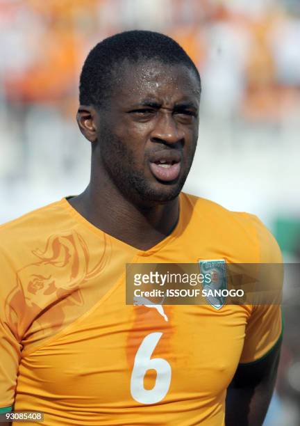 Ivory Coast's National footbal team player Yaya Toure poses on November 14, 2009 during a Fifa 2010 World Cup match against Guinea at the Felix...