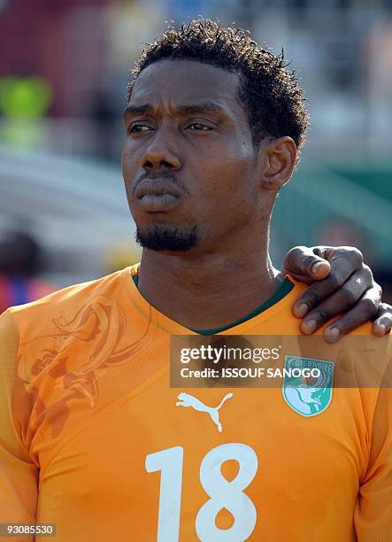 Ivory Coast's National footbal team player Kader Keita poses on November 14, 2009 during a Fifa 2010 World Cup match against Guinea at the Felix...