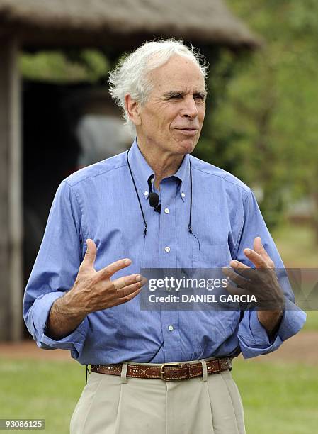 Billionaire Douglas Tompkins talks in his property in Ibera, near Carlos Pellegrini in Corrientes Province, Argentina, on November 5, 2009. The...