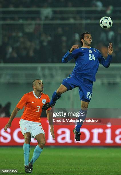 Giampaolo Pazzini of Italy in action during the international friendly match between Italy and Holland at Adriatico Stadium on November 14, 2009 in...