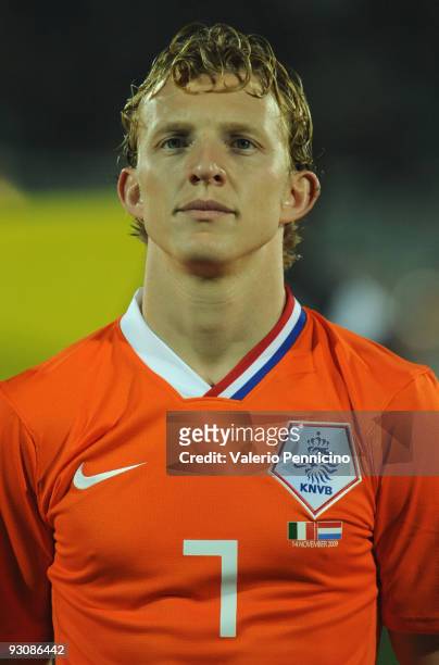 Dirk Kuyt of Holland lines up for the anthems prior to kickoff during the international friendly match between Italy and Holland at Adriatico Stadium...