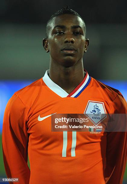 Eljero Elia of Holland lines up for the anthems prior to kickoff during the international friendly match between Italy and Holland at Adriatico...