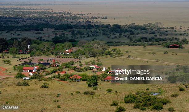 Aerial view of the estate "Rincon del Socorro" of US billionaire Douglas Tompkins, in Ibera, near Carlos Pellegrini in Corrientes Province,...