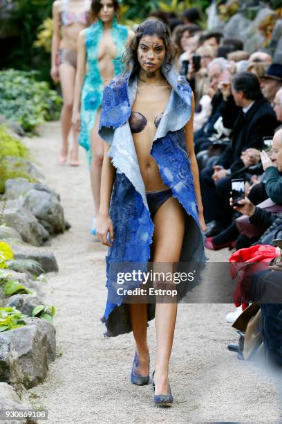 Model walks the runway during the Olga Noronha show as part of the Lisboa Fashion Week ‘Moda Lisboa’ 2018 on March 11, 2018 in Lisbon, Portugal.