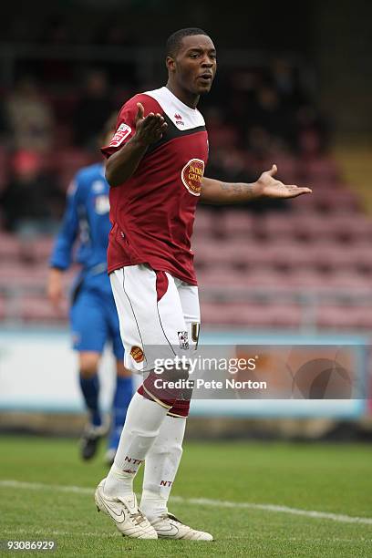 Patrick Kanyuka of Northampton Town in action during the Coca Cola League Two Match between Northampton Town and Grimsby Town at Sixfields Stadium on...