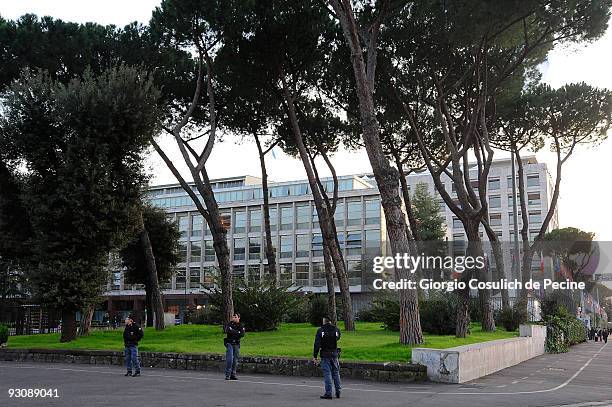 Police patrolling the outside area of the Food and Agricolture Organization headquarter, during the opening of the World Summit for Food Security...