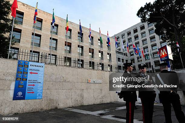 Police patrolling the outside area of the Food and Agricolture Organization headquarter, during the opening of the World Summit for Food Security...