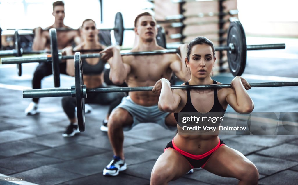 Group training in gym