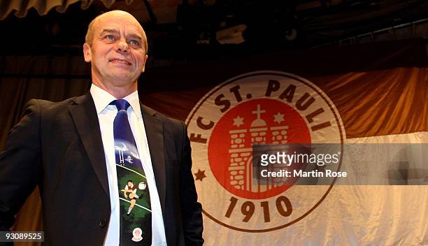 Corny Littmann, president of St.Pauli poses before the General Meeting of FC St.Pauli at the Hamburger congress center on November 16, 2009 in...