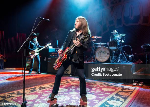Richard Turner, Charlie Starr and Brit Turner of Blackberry Smoke perform at The Fillmore on March 10, 2018 in Detroit, Michigan.