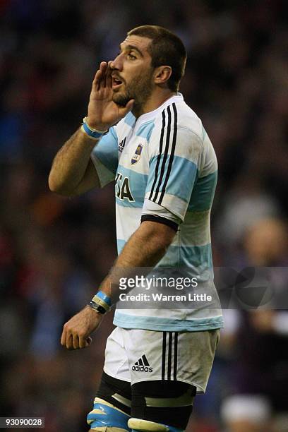 Juan Martin Fernandez Lobbe of Argentina in action during the Investec Challenge match between England and Argentina at Twickenham on November 14,...