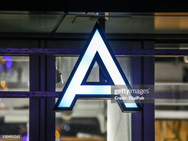 internally illuminated capital letter a - pics of the letter a stock pictures, royalty-free photos & images