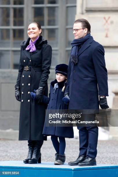Crown Princess Victoria of Sweden, Princess Estelle and Prince Daniel, Duke of Vastergotland participate in a celebration for the Crown Princess'...