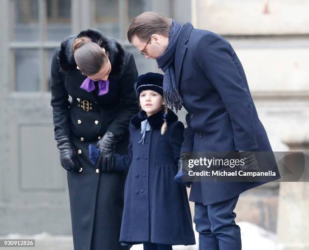 Crown Princess Victoria of Sweden, Princess Estelle and Prince Daniel, Duke of Vastergotland participate in a celebration for the Crown Princess'...