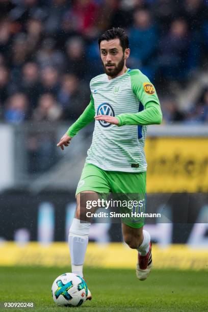 Yunus Malli of Wolfsburg controls the ball during the Bundesliga match between TSG 1899 Hoffenheim and VfL Wolfsburg at Wirsol Rhein-Neckar-Arena on...