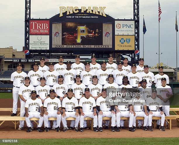 The Pittsburgh Pirates pose for their team picture at PNC Park on July 20, 2009 in Pittsburgh, Pennsylvania. Front Row, left to right: Jason...