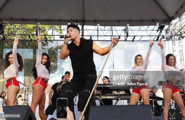 Chyno Miranda performs at I Heart Latino And Tu 94.9 At The 2018 Calle Ocho Festival on March 11, 2018 in Miami, Florida.