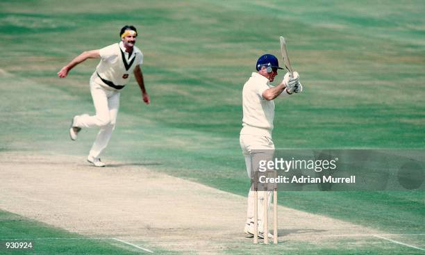 Geoff Boycott of England faces Dennis Lillee of Australia during the Third Ashes Test match between England and Australia at Headingley in Leeds,...