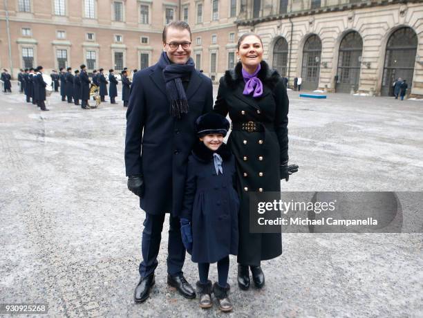 Crown Princess Victoria of Sweden, Princess Estelle and Prince Daniel, Duke of Vastergotland participate in a celebration for the Crown Princess'...