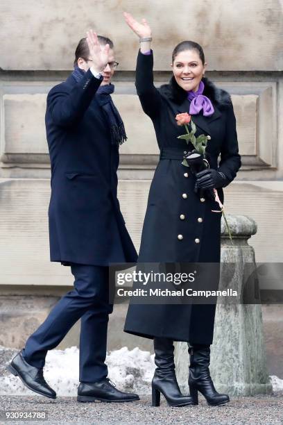 Crown Princess Victoria of Sweden and Prince Daniel, Duke of Vastergotland participate in a celebration for the Crown Princess' name day at the...