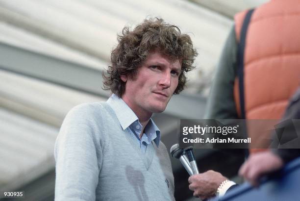 Bob Willis of England is interviewed after the Third Ashes Test match between England and Australia at Headingley in Leeds, England. Willis took 8...