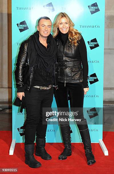 Fashion designer Julien Macdonald and Melissa Odabash attends the VIP opening of Skate hosted by Tiffany and Co held at Somerset House on November...