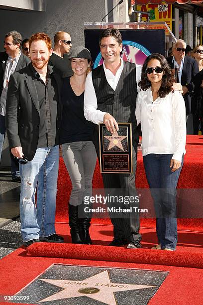 Actors Scott Grimes, Linda Cardellini, John Stamos and Parminder Nagra attend the ceremony honoring Actor John Stamos with a star on the Hollywood...