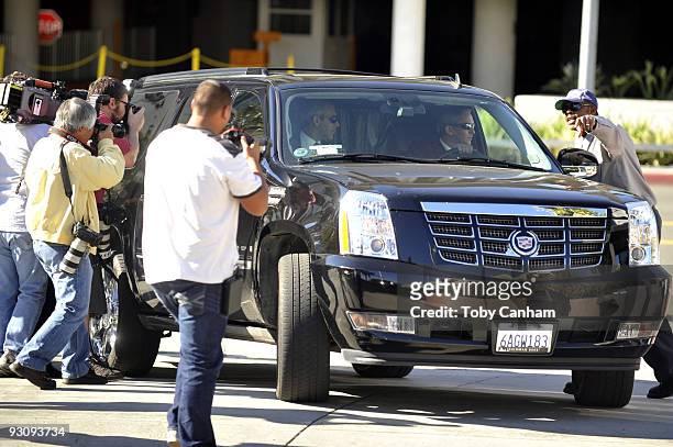 Nicole Richie arrives at the Stanley Mosk Courthouse in a curtained out SUV on November 16, 2009 in Los Angeles, California. Richie is seeking an...