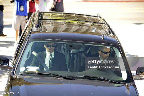 Nicole Richie arrives at the Stanley Mosk Courthouse in a curtained out SUV on November 16, 2009 in Los Angeles, California. Richie is seeking an...