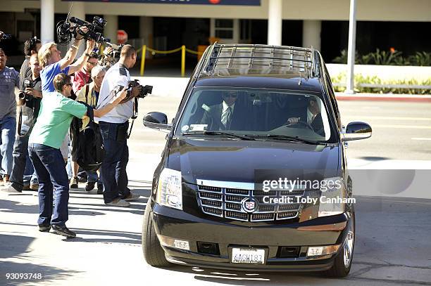 Nicole Richie arrives at the Stanley Mosk Courthouse in a curtained out SUV on November 16, 2009 in Los Angeles, California. Richie is seeking an...