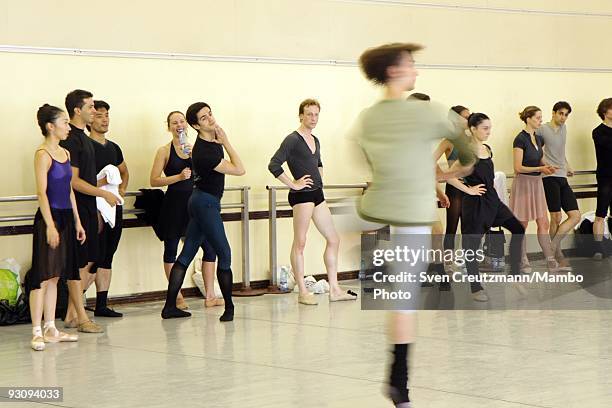 Loipa Aurajo of Cuba's National Ballet gives a class to dancers of the Royal Ballet on July 15 in Havana, Cuba. With its first visit to Cuba, the...