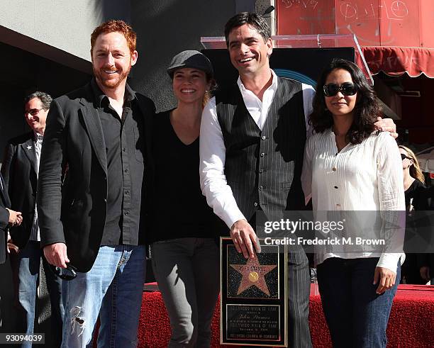 Scott Grames, actress Linda Cardellini, actor John Stamos and actress Nagra Parminder pose during induction ceremony on the Hollywood Walk of Fame on...