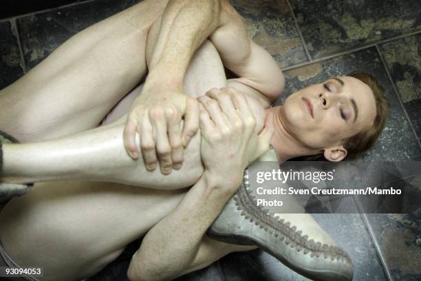 Edward Watson of the Royal ballet warms up prior to his performance in the Gran Teatro, on July 15 in Havana, Cuba. With its first visit to Cuba, the...