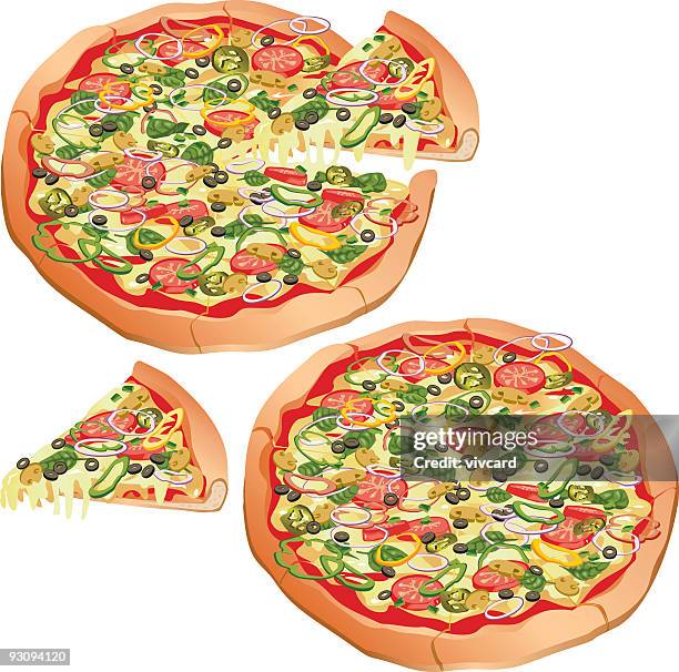 vegetarian pizza - vegetarian pizza stock illustrations