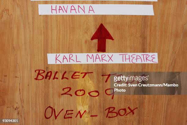 An equipment box of the Royall ballet that reads "Havana". With its first visit to Cuba, the Royal Ballet of London also marks the first visit by an...