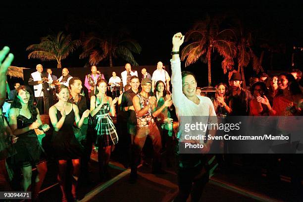 Dancers aof the Royal Ballet of London and Cubans dance at the beach of the Club Habana after the last performance of "Manon" at the Karl Marx...