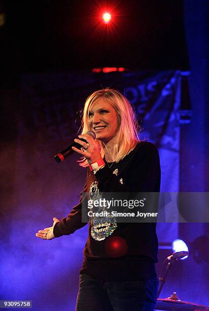Radio 1 DJ and curator for the evening, Jo Whiley speaks during the first night of 'Mencap's Little Noise Sessions' at Union Chapel on November 16,...