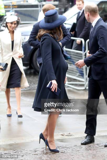 Meghan Markle, Prince Harry, Catherine, Duchess of Cambridge and Prince William, Duke of Cambridge attend the 2018 Commonwealth Day service at...