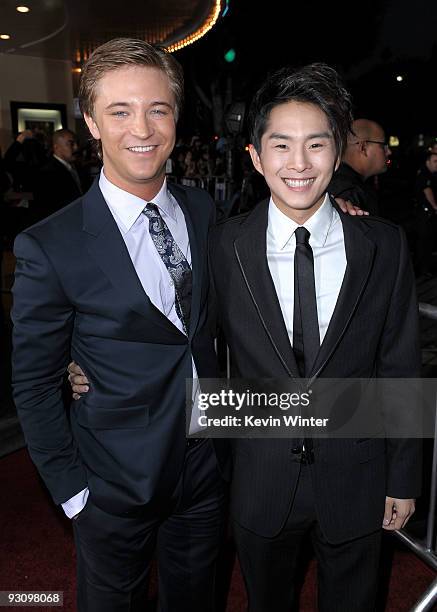 Actors Michael Welch and Justin Chon arrive to the premiere of Summit Entertainment's "The Twilight Saga: New Moon" at the Mann Village Theater on...