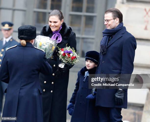 Crown Princess Victoria of Sweden, Princess Estelle and Prince Daniel, Duke of Vastergotland participate in a celebration for the Crown Princess'...