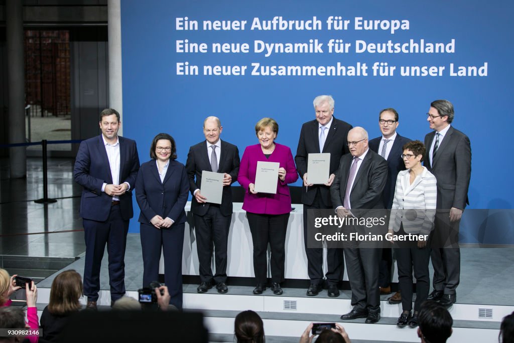 Signing Of The Coalition Agreement Between SPD, CDU And CSU