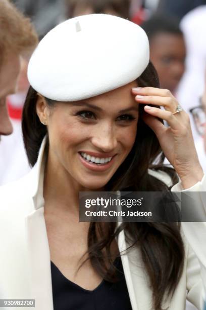 Meghan Markle departs the 2018 Commonwealth Day service at Westminster Abbey on March 12, 2018 in London, England.