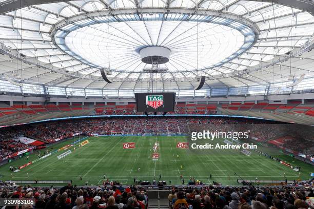 General view of atmosphere during the 2018 Canada Sevens Rugby Tournament at BC Place on March 11, 2018 in Vancouver, Canada.