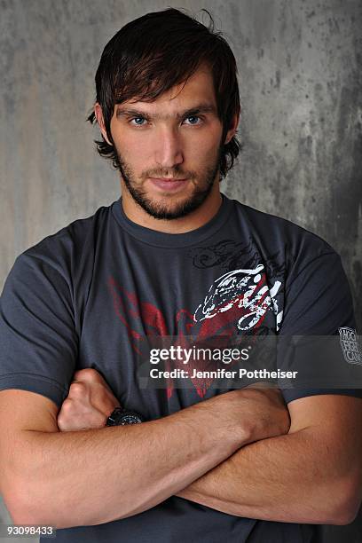 Alex Ovechkin of the Washington Capitals poses for the NHLI Stylized Portrait shoot during the NHL Media Tour at the Empire Hotel on September 8,...