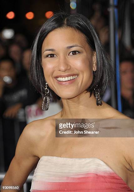 Actress Julia Jones arrives at "The Twilight Saga: New Moon" premiere held at the Mann Village Theatre on November 16, 2009 in Westwood, California.