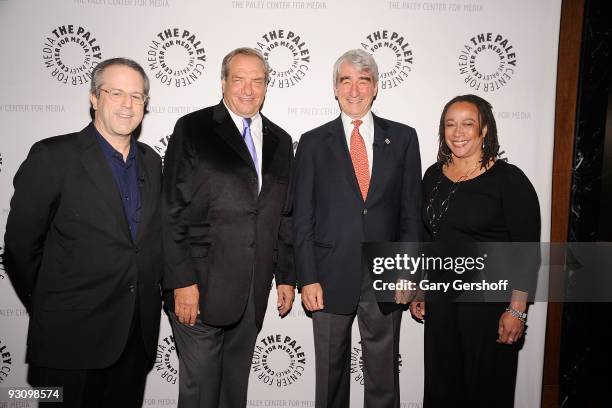 Executive Producer Rene Balcer, Series Creator Dick Wolf, and actors S. Epatha Merkerson and Sam Waterston attend Law & Order: Twenty Years and...