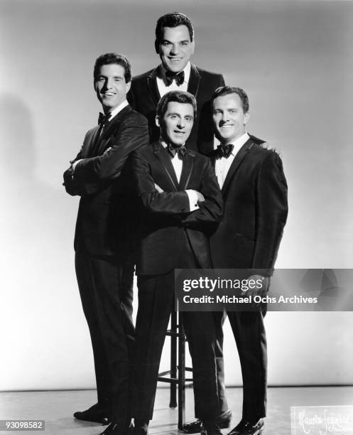 The Four Seasons Clockwise from the top, Nick Massi, Tommy DeVito, Frankie Valli and Bob Gaudio pose for a portrait circa 1963 in New York city, New...